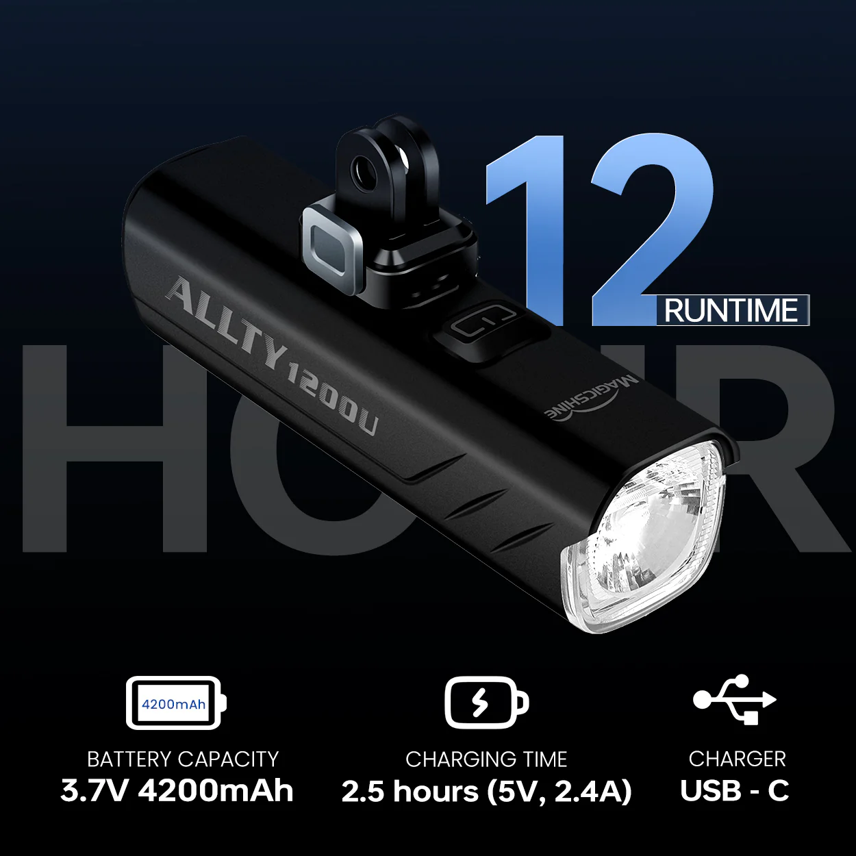 ALLTY 1200U Underneath Mounted Bike Light - Image 5
